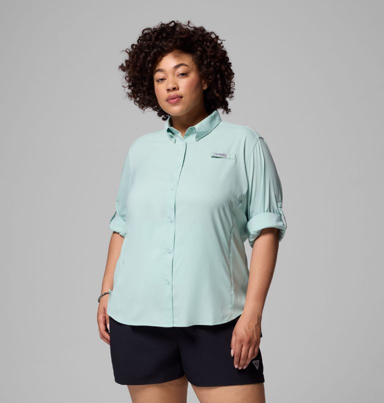 Women's PFG Tamiami II Long Sleeve Shirt - Plus Size, Color: Misty Jade, image 5