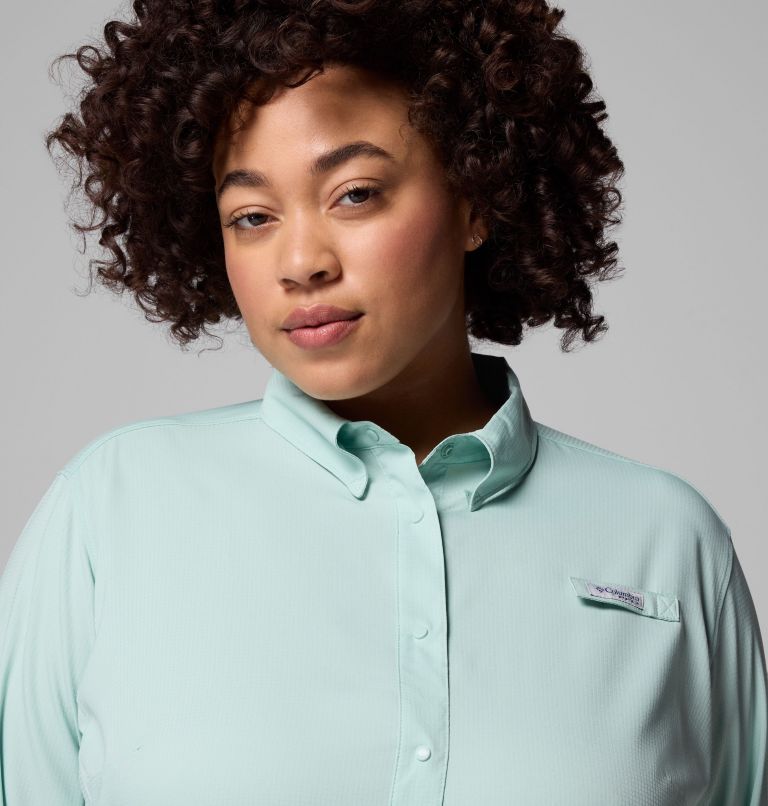 Women's PFG Tamiami II Long Sleeve Shirt - Plus Size, Color: Misty Jade, image 7
