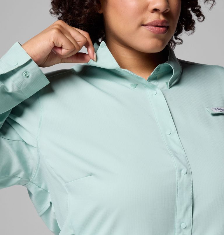Women's PFG Tamiami II Long Sleeve Shirt - Plus Size, Color: Misty Jade, image 8