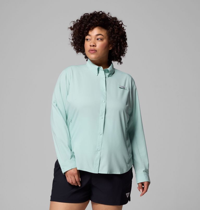 Women's PFG Tamiami II Long Sleeve Shirt - Plus Size, Color: Misty Jade, image 1