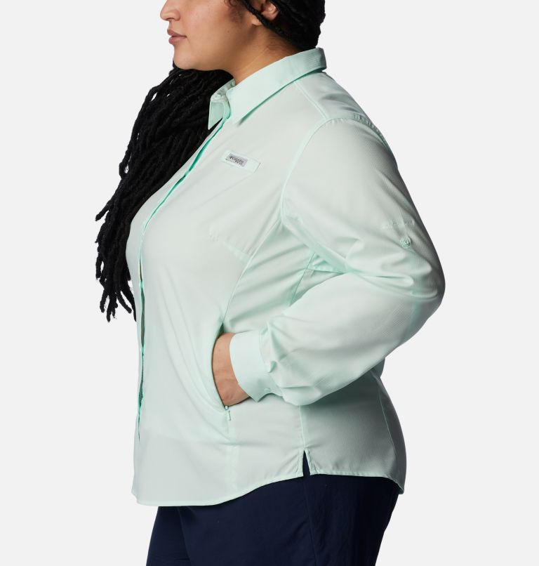 Thumbnail: Women’s PFG Tamiami II Long Sleeve Shirt - Plus Size, Color: Gullfoss Green, image 3