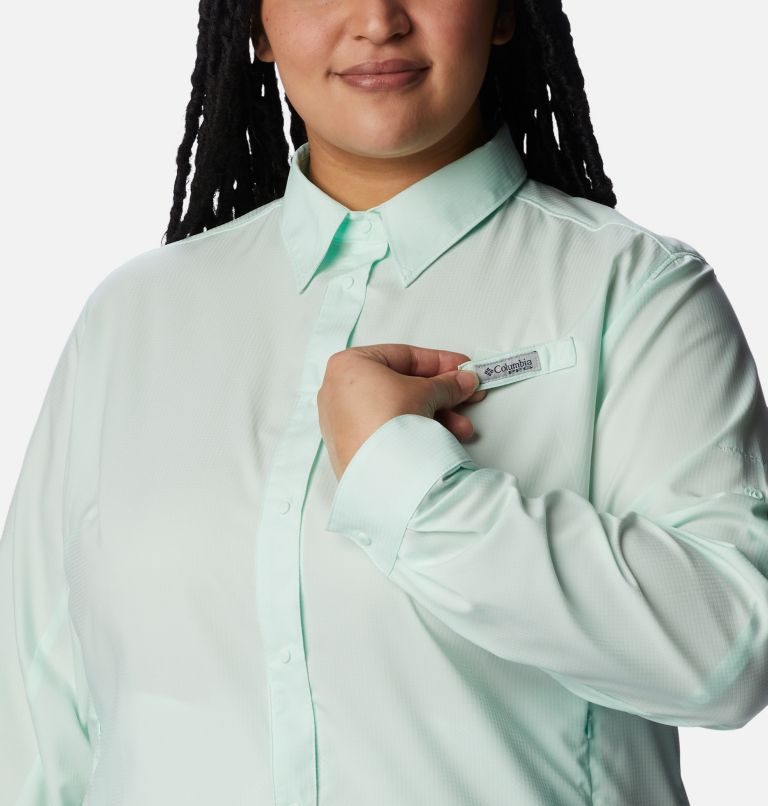 Women’s PFG Tamiami II Long Sleeve Shirt - Plus Size, Color: Gullfoss Green, image 4