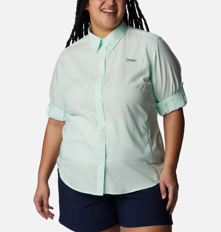 Thumbnail: Women’s PFG Tamiami II Long Sleeve Shirt - Plus Size, Color: Gullfoss Green, image 6