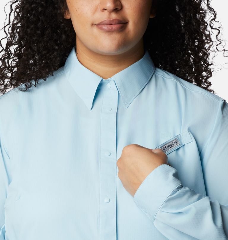 Women’s PFG Tamiami II Long Sleeve Shirt - Plus Size, Color: Sky Blue, image 4