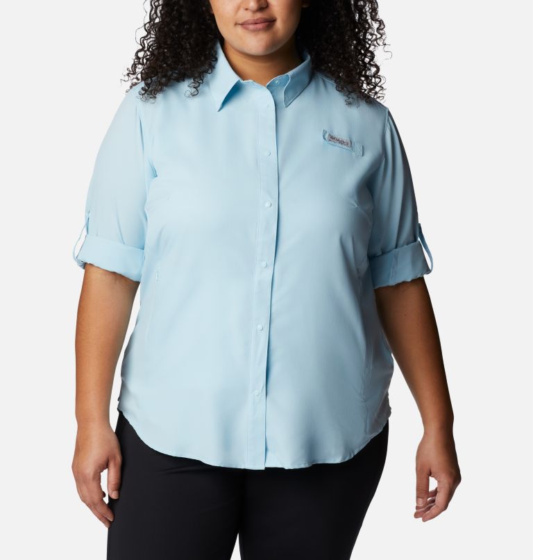 Women’s PFG Tamiami II Long Sleeve Shirt - Plus Size, Color: Sky Blue, image 7
