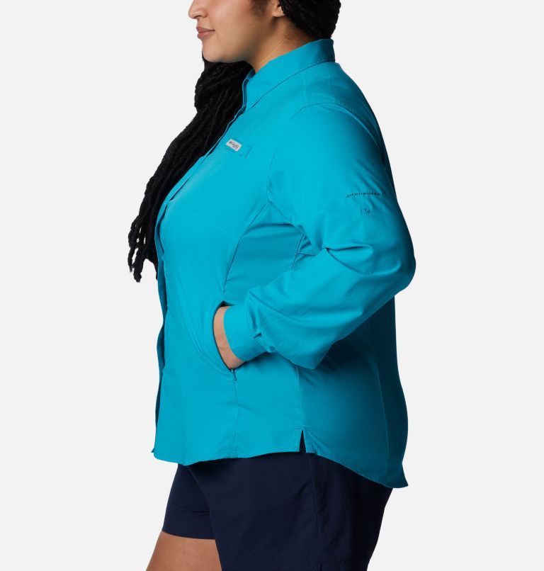 Women’s PFG Tamiami II Long Sleeve Shirt - Plus Size, Color: Ocean Teal, image 3