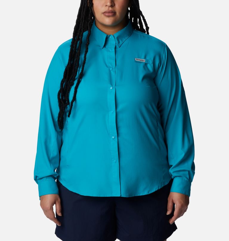 Thumbnail: Women’s PFG Tamiami II Long Sleeve Shirt - Plus Size, Color: Ocean Teal, image 1