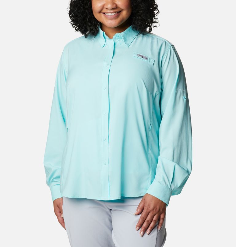 Women's PFG Tamiami II Long Sleeve Shirt - Plus Size, Color: Gulf Stream, image 1