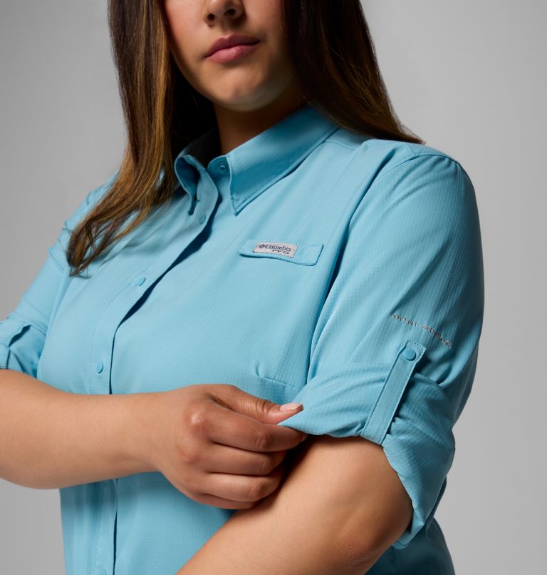 Women's PFG Tamiami II Long Sleeve Shirt - Plus Size, Color: Vintage Blue, image 6