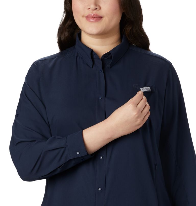 Women’s PFG Tamiami II Long Sleeve Shirt - Plus Size, Color: Collegiate Navy, image 4