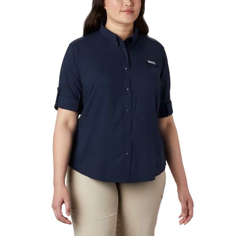 Women’s PFG Tamiami II Long Sleeve Shirt - Plus Size, Color: Collegiate Navy, image 5