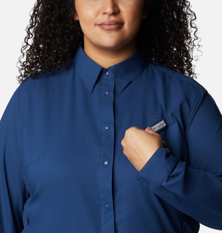 Thumbnail: Women’s PFG Tamiami II Long Sleeve Shirt - Plus Size, Color: Carbon, image 4