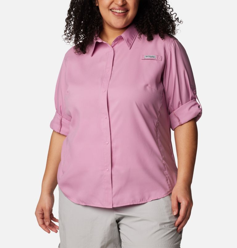 Columbia PFG Button Down Fishing Shirt Women's Plus Size 1X Pink