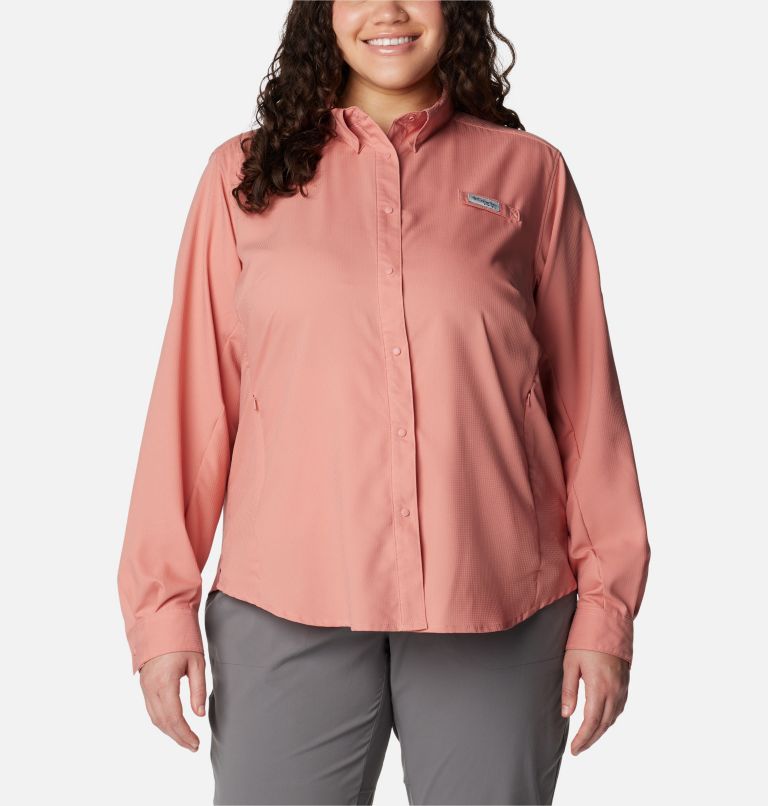 Columbia Sportswear PFG Pink Long Sleeve Snap Fishing Shirt Women