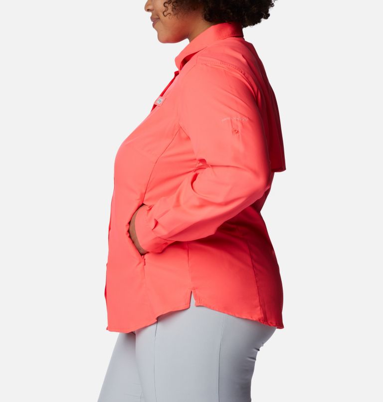 Women’s PFG Tamiami II Long Sleeve Shirt - Plus Size, Color: Neon Sunrise, image 3