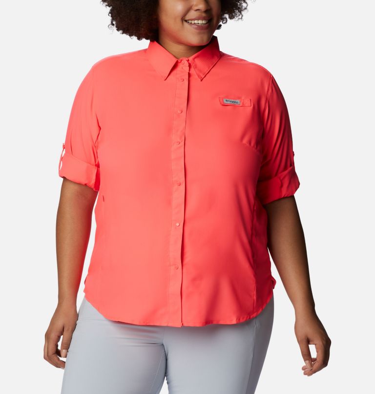 Women’s PFG Tamiami II Long Sleeve Shirt - Plus Size, Color: Neon Sunrise, image 6