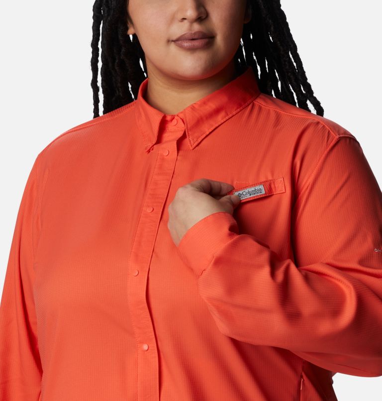Thumbnail: Women’s PFG Tamiami II Long Sleeve Shirt - Plus Size, Color: Corange, image 4