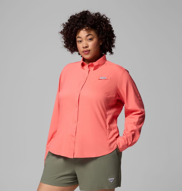 Women's PFG Tamiami II Long Sleeve Shirt - Plus Size, Color: Melonade, image 4