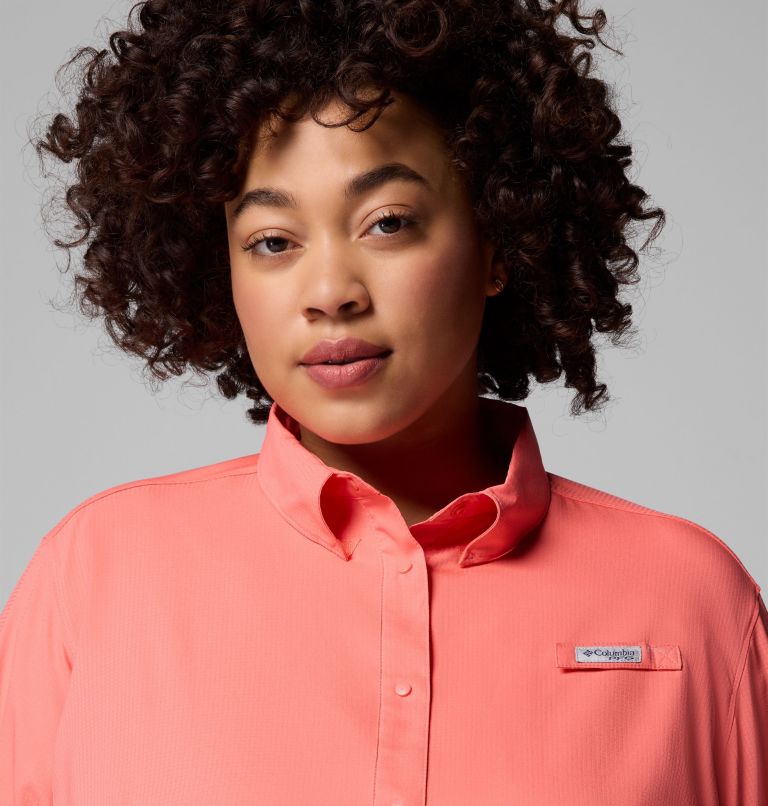 Women's PFG Tamiami II Long Sleeve Shirt - Plus Size, Color: Melonade, image 7