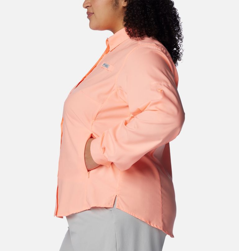 Women’s PFG Tamiami II Long Sleeve Shirt - Plus Size, Color: Tiki Pink, image 3