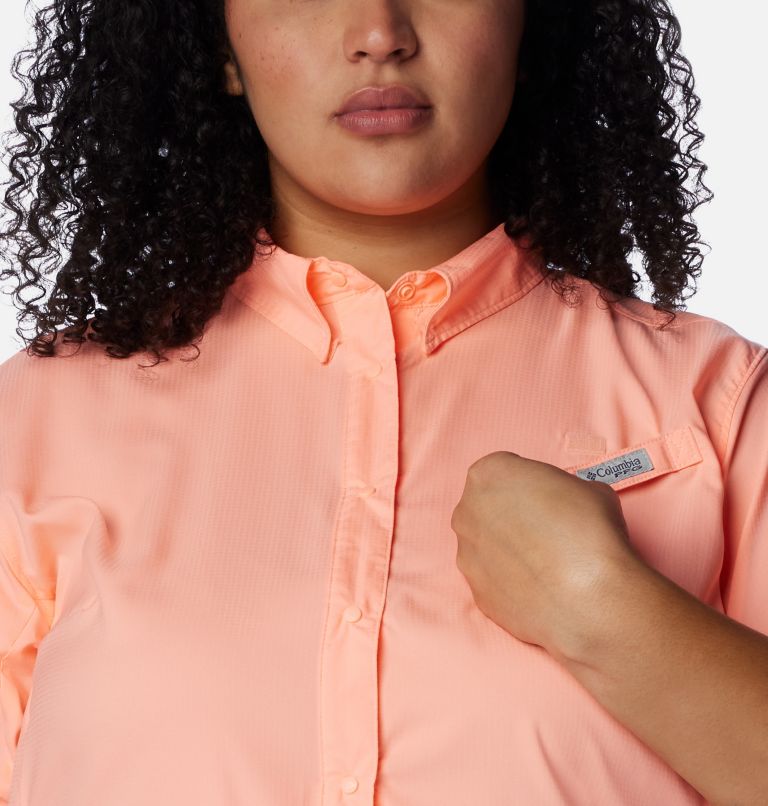 Thumbnail: Women’s PFG Tamiami II Long Sleeve Shirt - Plus Size, Color: Tiki Pink, image 4