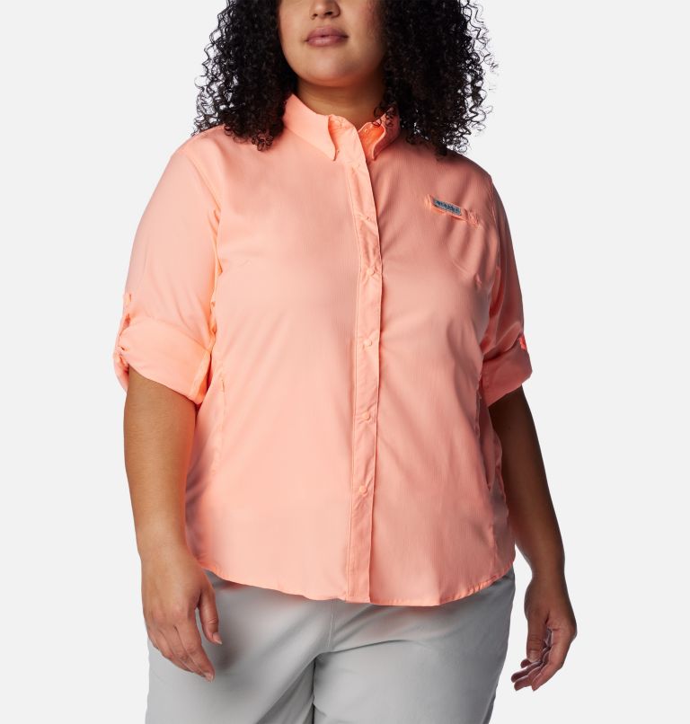 Thumbnail: Women’s PFG Tamiami II Long Sleeve Shirt - Plus Size, Color: Tiki Pink, image 6