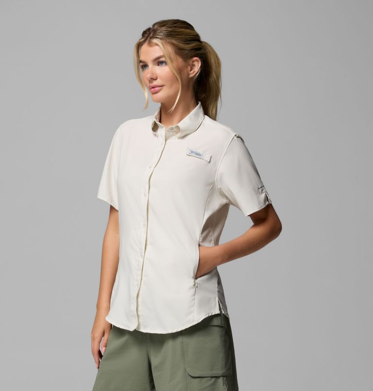 Women's PFG Tamiami II Short Sleeve Shirt, Color: Stone, image 4