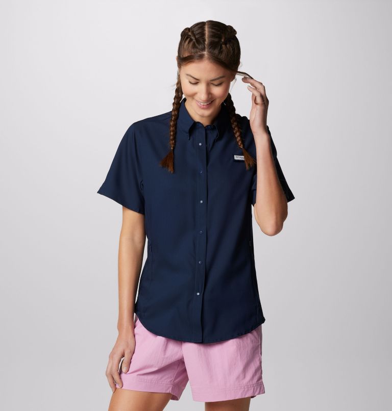 Women’s PFG Tamiami II Short Sleeve Shirt, Color: Collegiate Navy, image 1