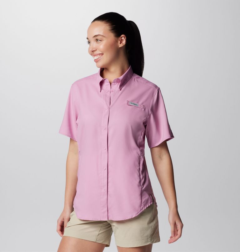 Columbia Fishing Shirt Women's Violet Purple Short Sleeve Omni Shade Vent  Sz S