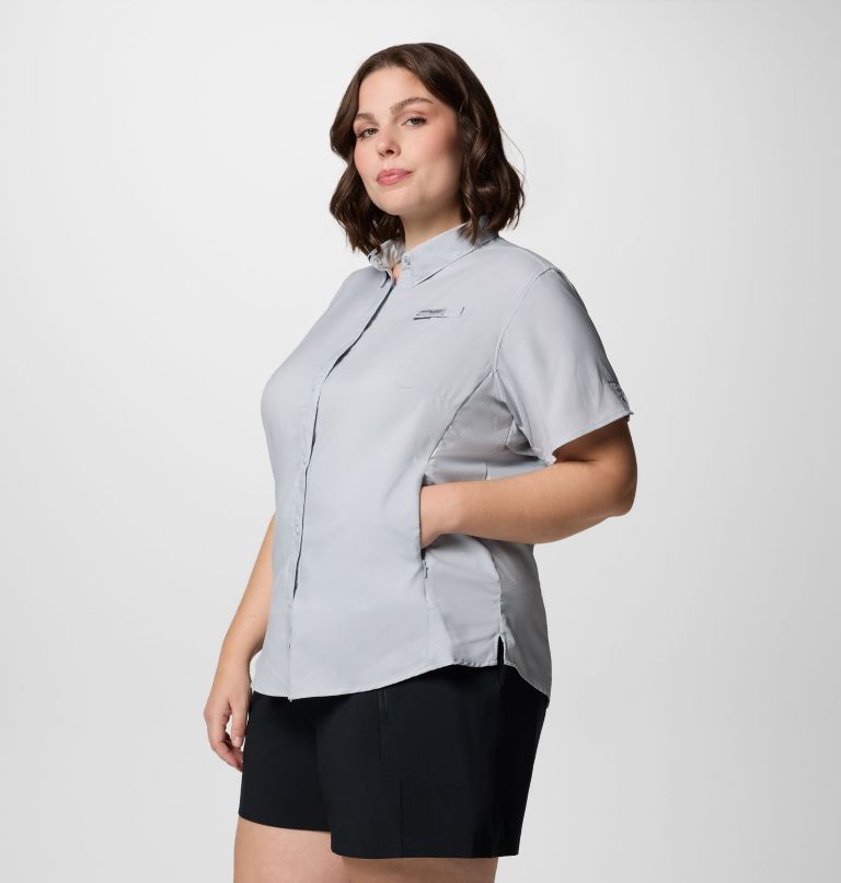 Women's PFG Tamiami II Short Sleeve Shirt - Plus Size, Color: Cirrus Grey, image 3