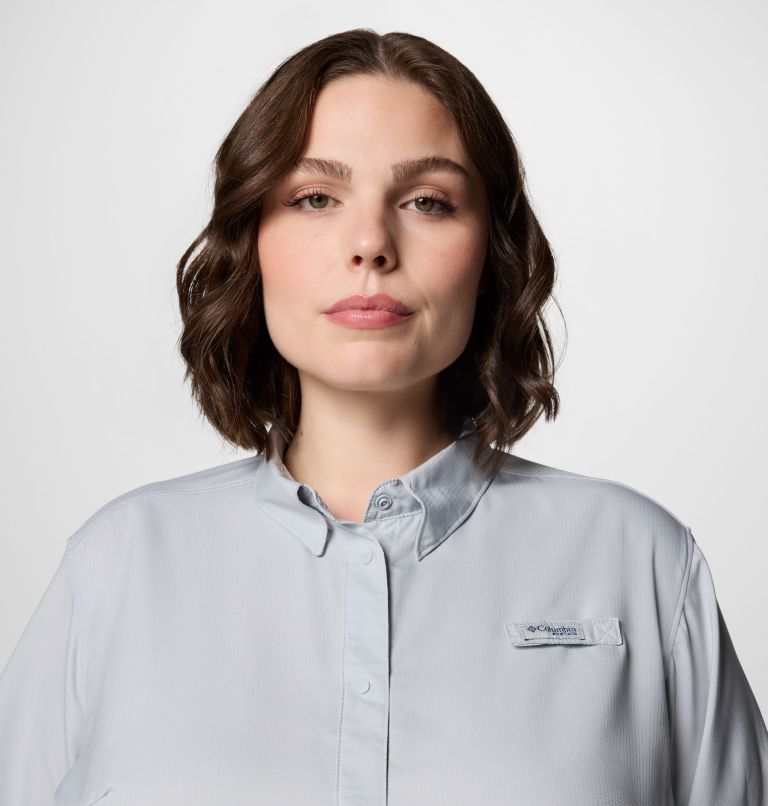 Women's PFG Tamiami II Short Sleeve Shirt - Plus Size, Color: Cirrus Grey, image 4