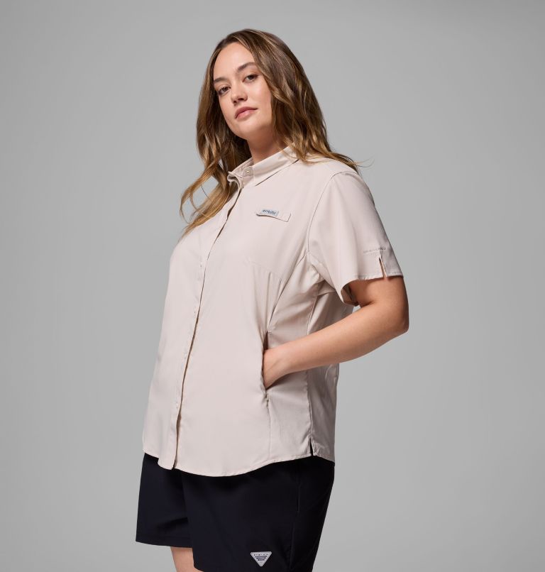 Women's PFG Tamiami II Short Sleeve Shirt - Plus Size, Color: Dark Stone, image 4
