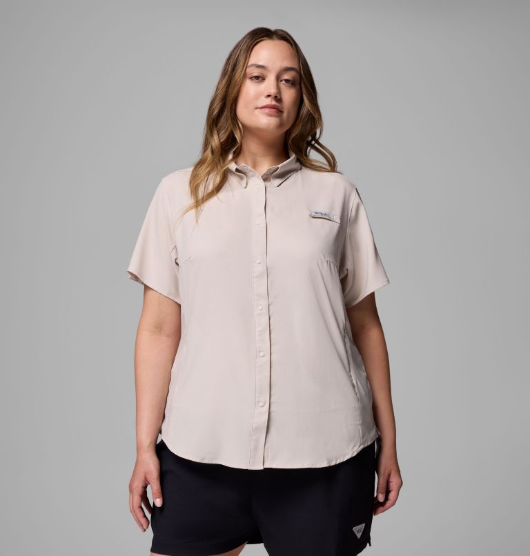 Women's PFG Tamiami II Short Sleeve Shirt - Plus Size, Color: Dark Stone, image 1