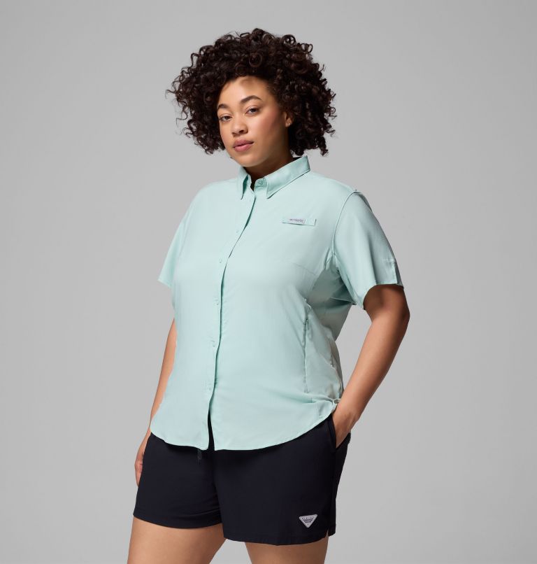 Women's PFG Tamiami II Short Sleeve Shirt - Plus Size, Color: Misty Jade, image 4