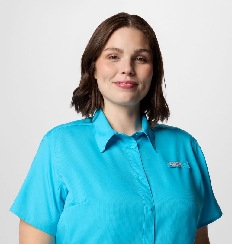 Women's PFG Tamiami II Short Sleeve Shirt - Plus Size, Color: Atoll, image 4