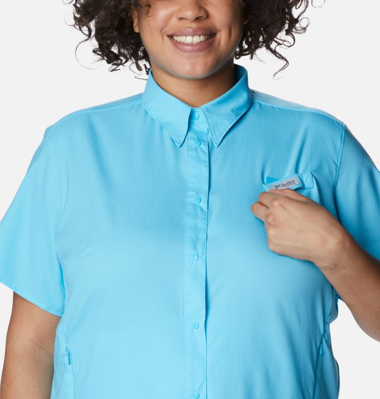 Thumbnail: Women’s PFG Tamiami II Short Sleeve Shirt - Plus Size, Color: Atoll, image 4