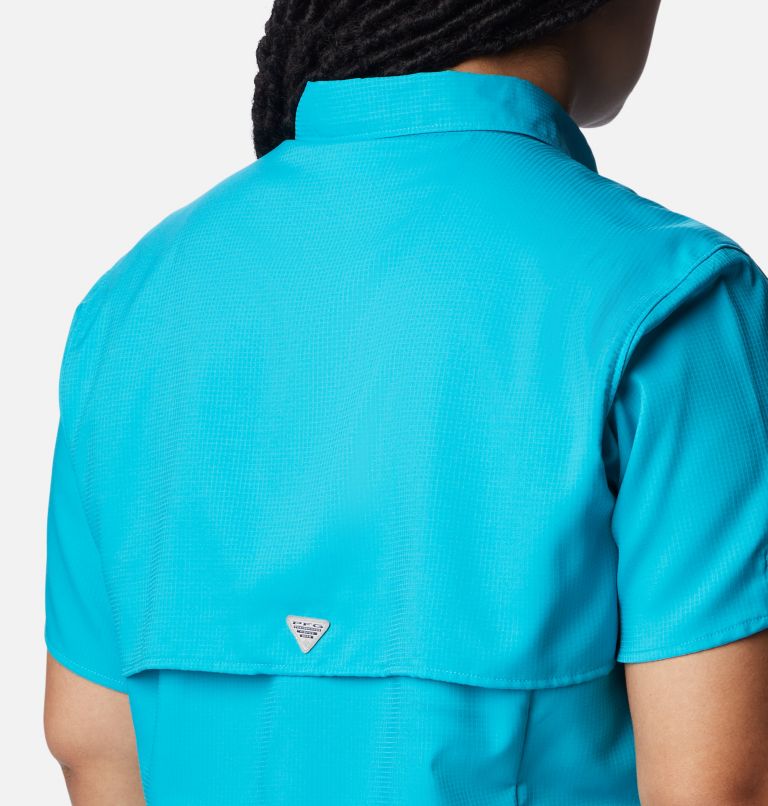 Thumbnail: Women’s PFG Tamiami II Short Sleeve Shirt - Plus Size, Color: Ocean Teal, image 4