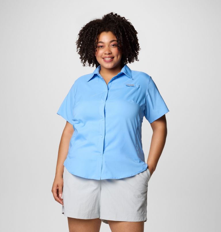 Women's PFG Tamiami II Short Sleeve Shirt - Plus Size, Color: White Cap, image 1