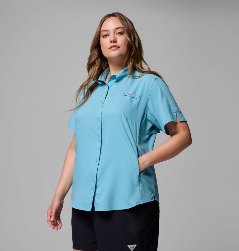 Women's PFG Tamiami II Short Sleeve Shirt - Plus Size, Color: Vintage Blue, image 4