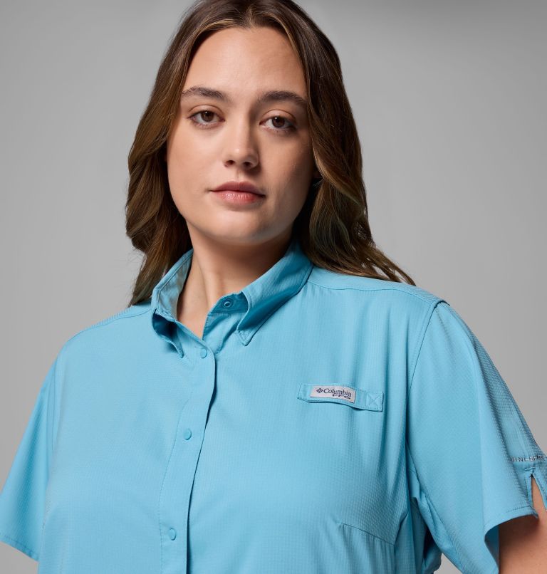 Women's PFG Tamiami II Short Sleeve Shirt - Plus Size, Color: Vintage Blue, image 5