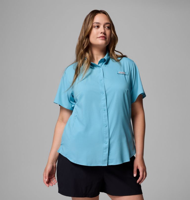 Women's PFG Tamiami II Short Sleeve Shirt - Plus Size, Color: Vintage Blue, image 1