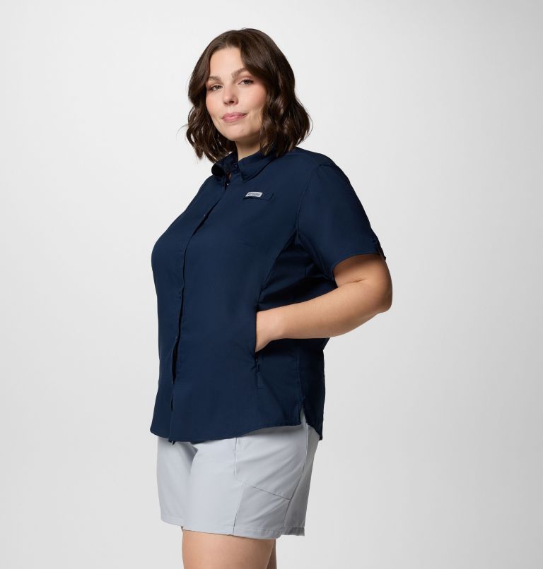 Women's PFG Tamiami II Short Sleeve Shirt - Plus Size, Color: Collegiate Navy, image 3