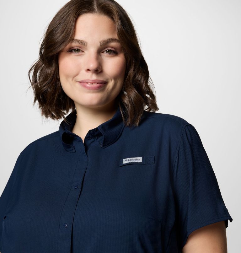 Women's PFG Tamiami II Short Sleeve Shirt - Plus Size, Color: Collegiate Navy, image 4