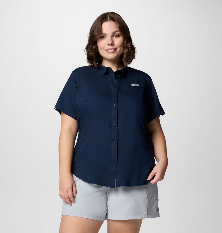 Women's PFG Tamiami II Short Sleeve Shirt - Plus Size, Color: Collegiate Navy, image 1