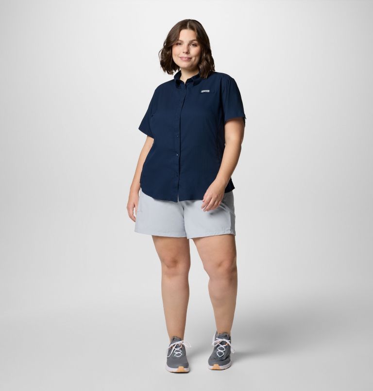 Women's PFG Tamiami II Short Sleeve Shirt - Plus Size, Color: Collegiate Navy, image 6