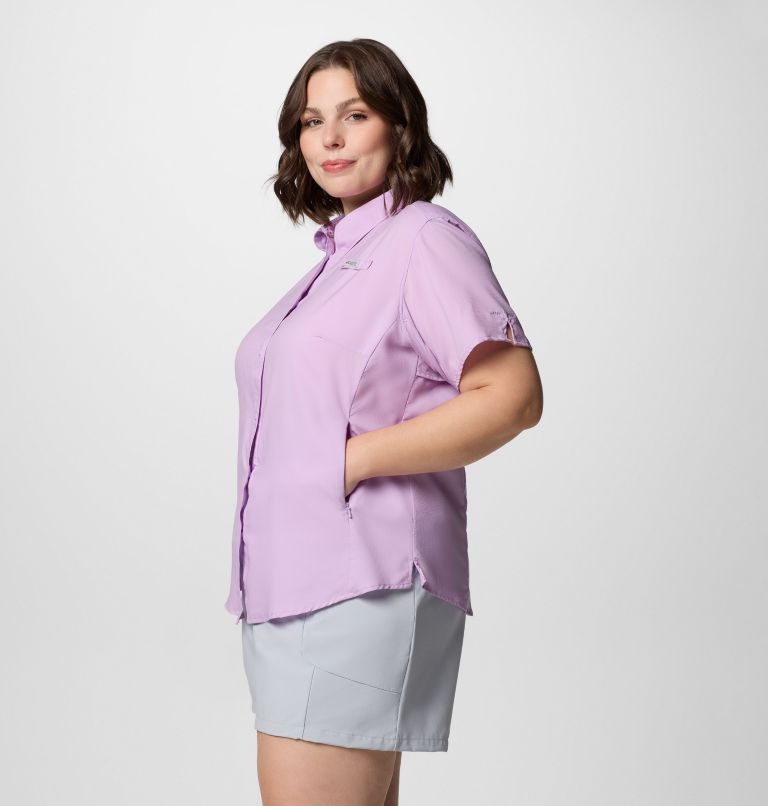 Women's PFG Tamiami II Short Sleeve Shirt - Plus Size, Color: Hydrangea, image 3