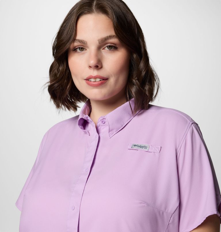 Women's PFG Tamiami II Short Sleeve Shirt - Plus Size, Color: Hydrangea, image 4