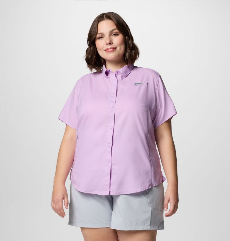 Women's PFG Tamiami II Short Sleeve Shirt - Plus Size, Color: Hydrangea, image 1