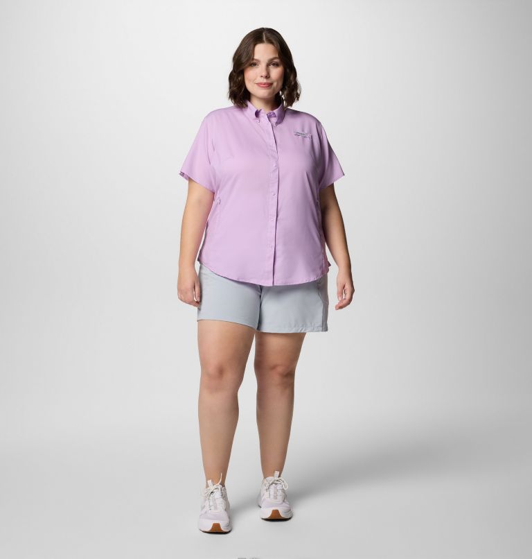 Women's PFG Tamiami II Short Sleeve Shirt - Plus Size, Color: Hydrangea, image 6