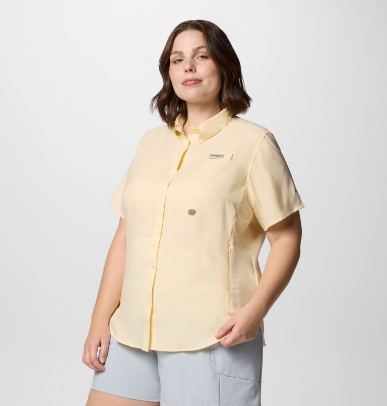Women's PFG Tamiami II Short Sleeve Shirt - Plus Size, Color: Lemon Wash, image 3